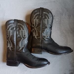 Vintage Tony Lama Black Leather Western Boots Mens Size 9 1/2, El Paso Texas USA
